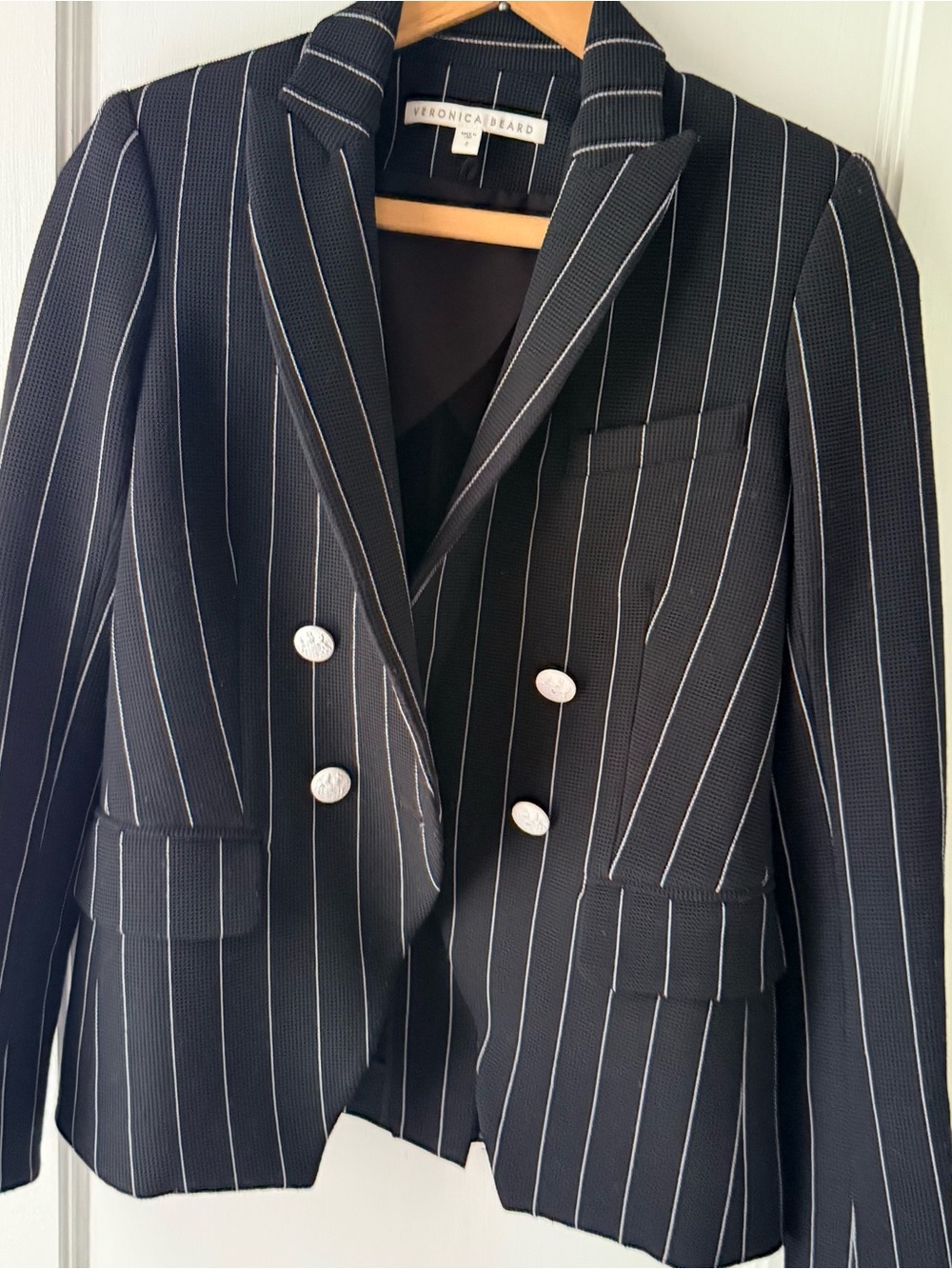 Veronica Beard Daytona Pinstripe Double Breasted Blazer